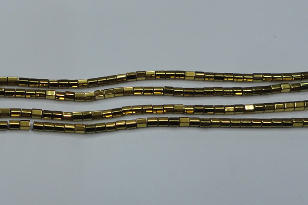 CHE889 15.5 inches 2*2mm faceted tube plated hematite beads wholesale