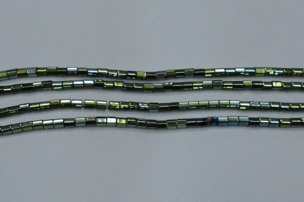 CHE890 15.5 inches 2*2mm faceted tube plated hematite beads wholesale