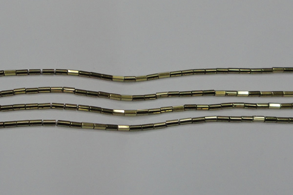 CHE907 15.5 inches 2*4mm faceted tube plated hematite beads wholesale