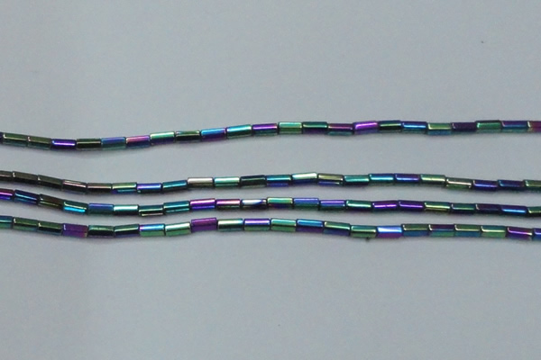 CHE910 15.5 inches 2*4mm faceted tube plated hematite beads wholesale