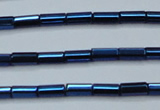 CHE911 15.5 inches 2*4mm faceted tube plated hematite beads wholesale