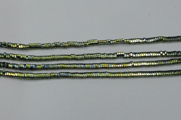 CHE932 15.5 inches 1*2*3mm oval plated hematite beads wholesale