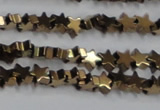 CHE939 15.5 inches 4mm star plated hematite beads wholesale