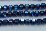 CHE987 15.5 inches 4*4mm plated hematite beads wholesale