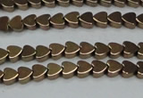 CHE993 15.5 inches 4*4mm heart plated hematite beads wholesale