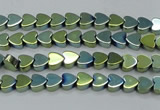 CHE994 15.5 inches 4*4mm heart plated hematite beads wholesale