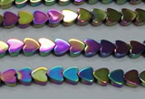 CHE995 15.5 inches 4*4mm heart plated hematite beads wholesale