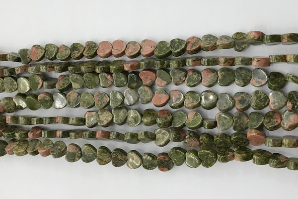 CHG100 15.5 inches 6mm flat heart unakite gemstone beads wholesale