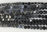 CHG106 15.5 inches 6mm flat heart black stone beads wholesale