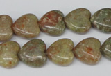 CHG45 15.5 inches 14*14mm heart New unakite gemstone beads wholesale