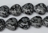 CHG50 15.5 inches 14*14mm heart snowflake obsidian beads wholesale