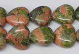 CHG60 15.5 inches 16*16mm heart unakite gemstone beads wholesale