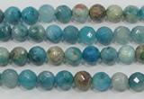 CHM210 15.5 inches 4mm faceted round blue hemimorphite beads