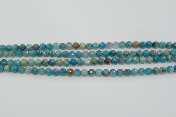 CHM211 15.5 inches 6mm faceted round blue hemimorphite beads