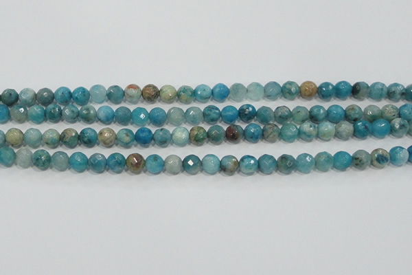 CHM212 15.5 inches 8mm faceted round blue hemimorphite beads