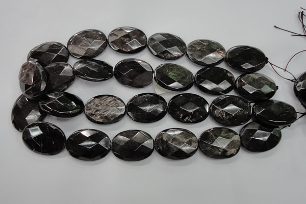 CHS16 15.5 inches 22*30mm faceted oval natural hypersthene beads