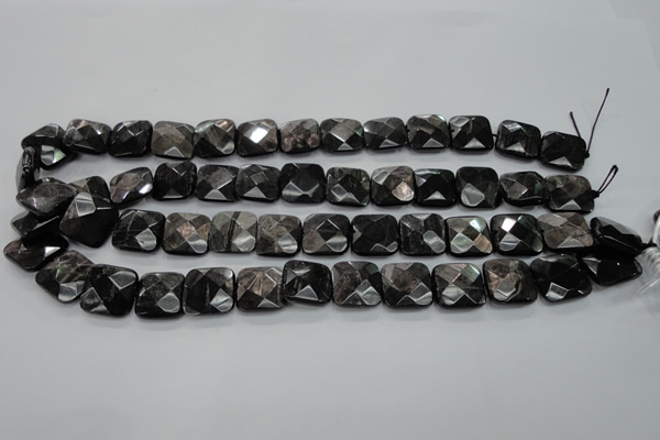 CHS27 15.5 inches 15*15mm faceted square natural hypersthene beads