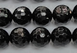 CHS48 15.5 inches 14mm faceted round natural hypersthene beads