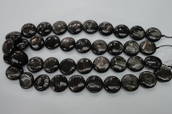 CHS65 15.5 inches 20mm flat round natural hypersthene beads