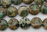 CIJ29 15.5 inches 14mm flat round impression jasper beads wholesale