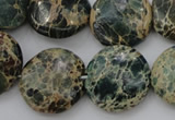 CIJ46 15.5 inches 20mm flat round impression jasper beads wholesale