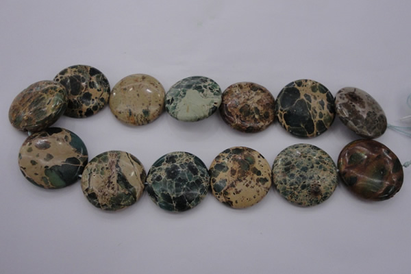 CIJ48 15.5 inches 30mm flat round impression jasper beads wholesale