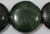 CIS18 15.5 inches 35mm flat round green iron stone beads wholesale