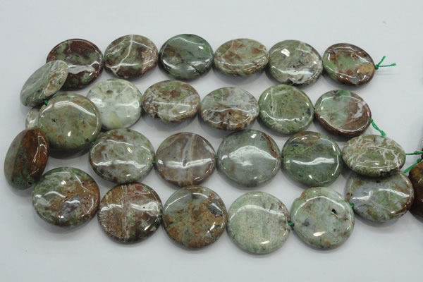 CJA08 15.5 inches 30mm coin green jasper beads wholesale