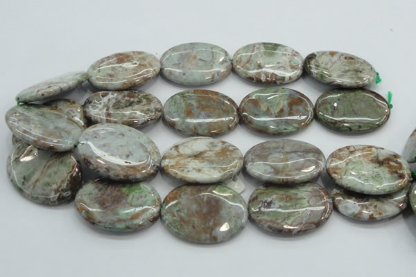 CJA09 15.5 inches 30*40mm oval green jasper beads wholesale