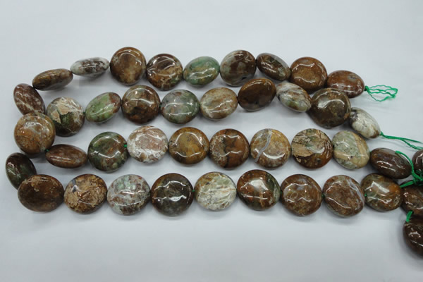 CJA26 15.5 inches 20mm flat round green jasper beads wholesale