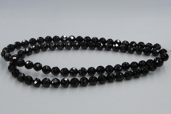 CJB07 16 inches 10mm faceted round natural jet gemstone beads wholesale