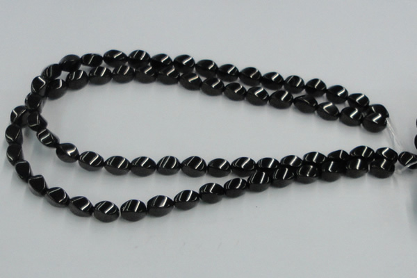 CJB15 16 inches 8*12mm twisted rice natural jet gemstone beads wholesale