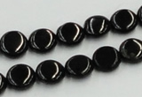 CJB20 16 inches 10mm flat round natural jet gemstone beads wholesale