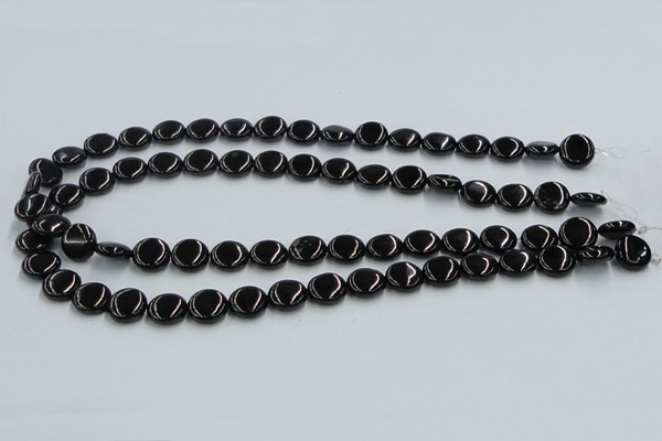 CJB21 16 inches 12mm flat round natural jet gemstone beads wholesale