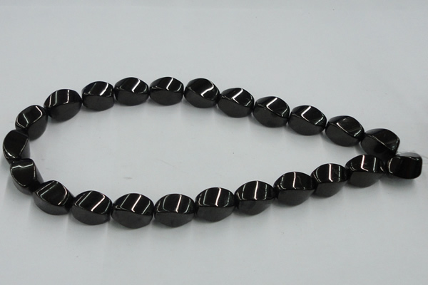 CJB36 16 inches 12*18mm twisted rice natural jet gemstone beads