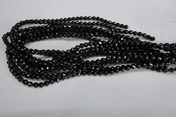 CJB45 15.5 inches 6mm faceted round natural jet gemstone beads