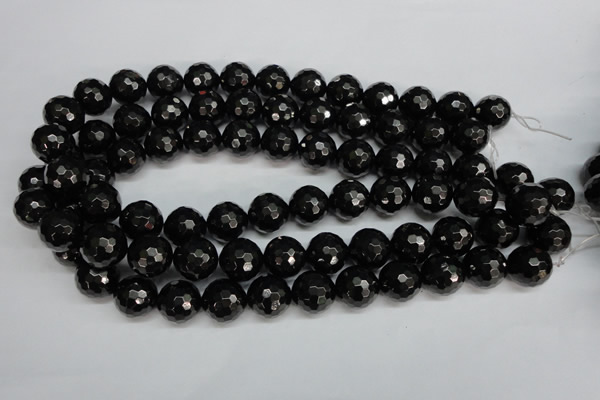 CJB47 15.5 inches 16mm faceted round natural jet gemstone beads