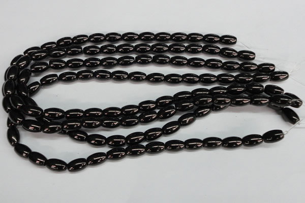 CJB51 15.5 inches 8*12mm rice natural jet gemstone beads