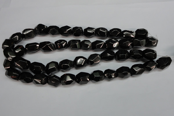 CJB56 15.5 inches 13*18mm faceted nuggets natural jet gemstone beads