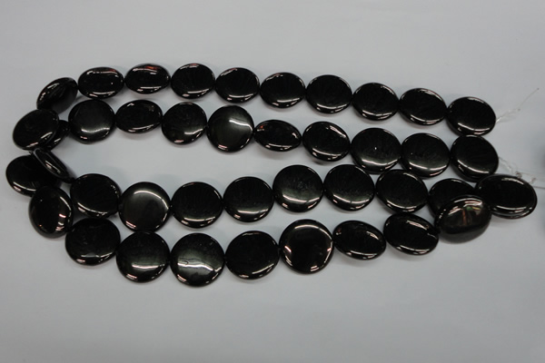 CJB78 15.5 inches 20mm flat round natural jet gemstone beads