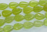 CKA112 15.5 inches 8*12mm flat teardrop Korean jade gemstone beads