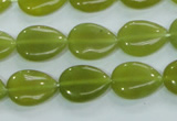 CKA113 15.5 inches 12*16mm flat teardrop Korean jade gemstone beads