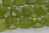 CKA116 15.5 inches 14*14mm faceted square Korean jade beads