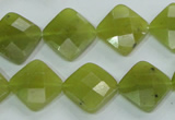 CKA117 15.5 inches 14*14mm faceted diamond Korean jade beads