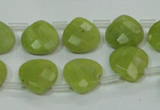 CKA119 Top-drilled 13*13mm faceted flat teardrop Korean jade beads