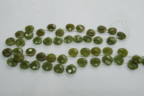 CKA120 Top-drilled 16*16mm faceted flat teardrop Korean jade beads