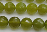 CKA220 15.5 inches 14mm faceted round Korean jade gemstone beads