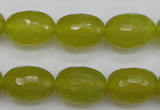 CKA227 15.5 inches 12*16mm faceted rice Korean jade gemstone beads