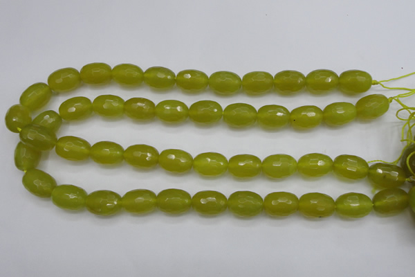 CKA227 15.5 inches 12*16mm faceted rice Korean jade gemstone beads