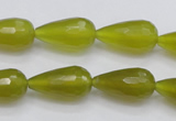 CKA229 15.5 inches 10*20mm faceted teardrop Korean jade gemstone beads